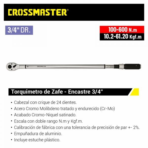 TORQUIMETRO 3/4 100-600NM CROSS