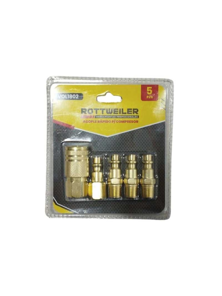 Acople Rapido Para Compresor En Kit X 5 Piezas &quot;Rottweiler&quot;