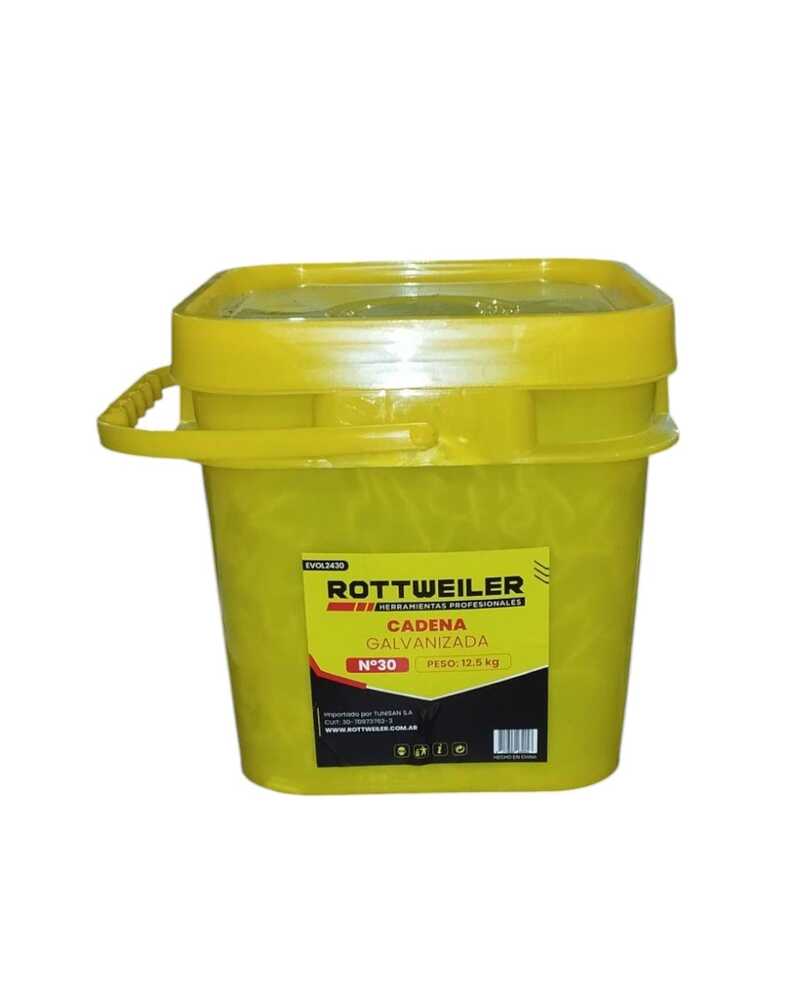 Cadena galvanizada acero n° 70 balde x 12,5kg | 13,15 metros "Rottweiler"