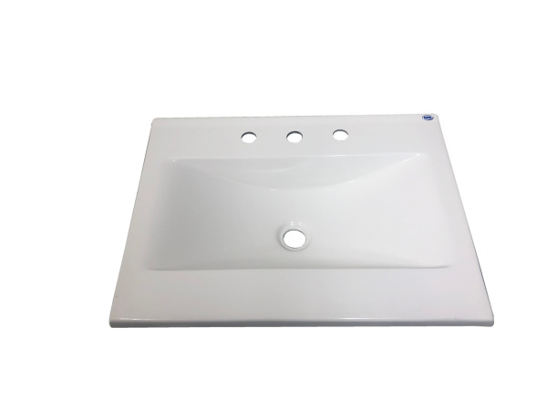 Mesada Bacha Vanitory Marmol Sintetico 62 x 46 x 10 cm-3 Agujeros Blanco (Sin Mueble)