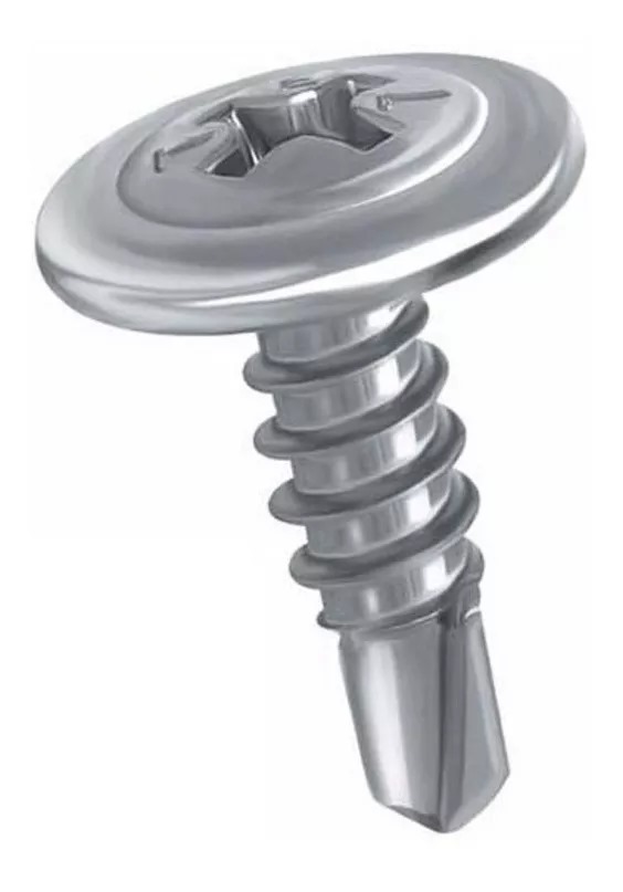 Tornillo Cabeza Tanque, Punta Mecha, Zinc. Plata, 8 (4,2 mm) x 1/2" (13 mm) - ($ caja x1.000 u.)