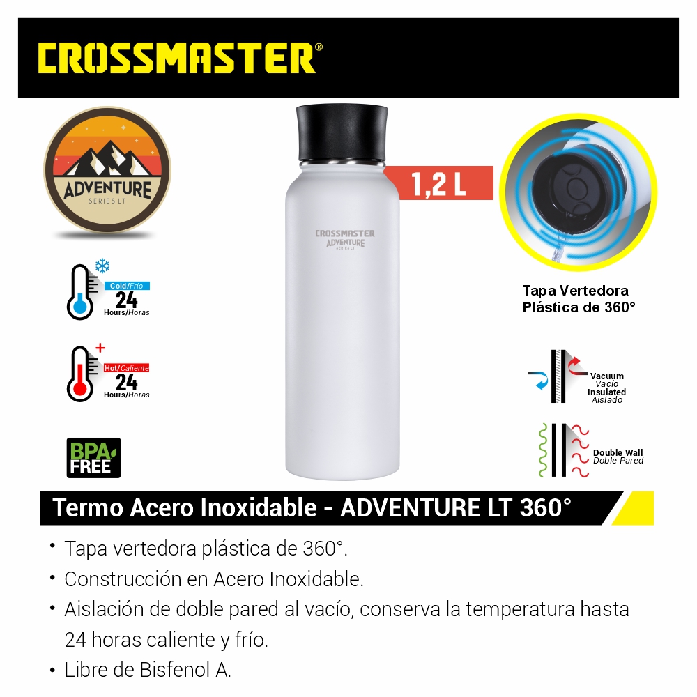 TERMO ADVENTURE LT360º-1,2Lts BLANCO "Crossmaster"