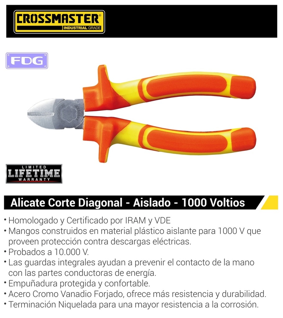 ALICATE CORTE OBLICUO 6&quot; p/1.000V