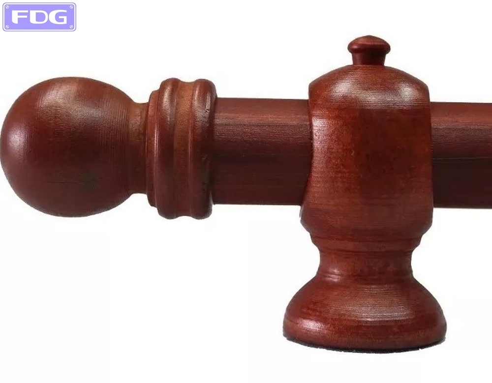 Barral de Madera p/Cortina 22 mm x 2,00 Mts. Con Soportes y Terminales - Sin Argollas