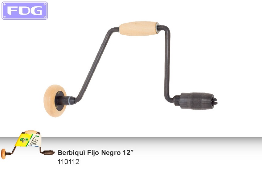 Berbiquí(Taladro s/c) Fijo Negro 12" |Caja x6 "BYB"