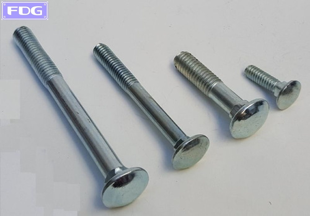 Bulon Cabeza Redonda Cuello Cuadrado Zinc 1/4 x 4" ($ x 100 u) Con Tuerca