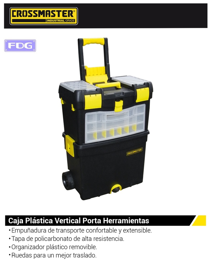 CAJA PLASTICA VERTICAL PORTA HERRAMIENTAS - 540 x 470 x 630mm CROSS