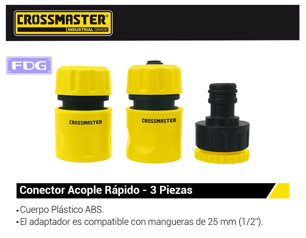 CONECTOR ACOPLE RAPIDO 3PCS 3/4" CROSS