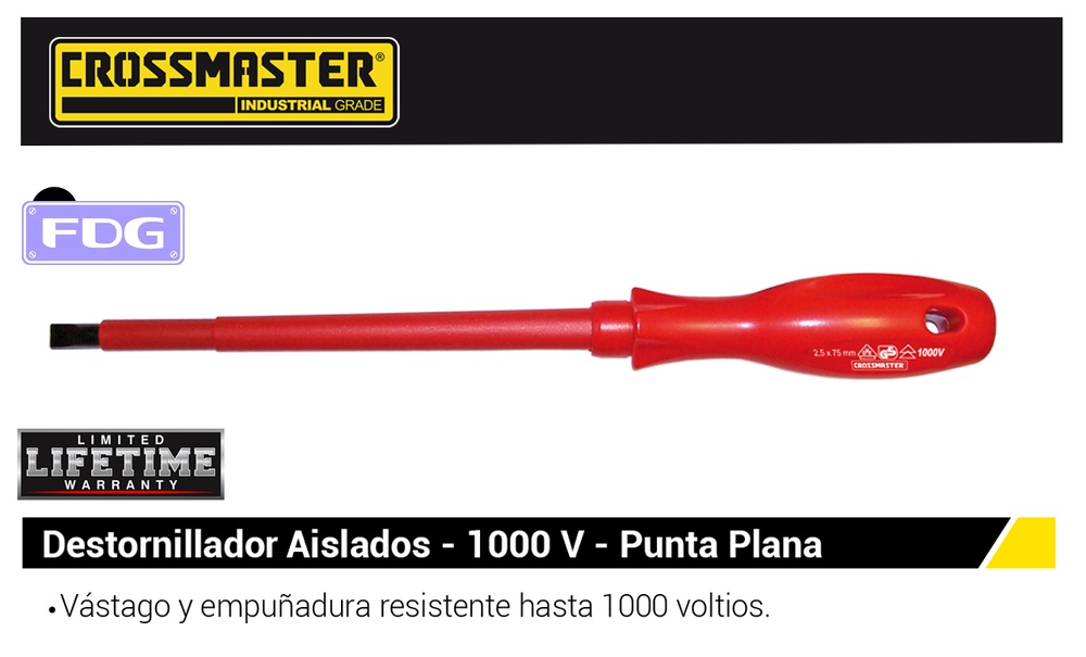 DESTORNILLADOR  AISLAD PLANO 4x100mm CROSS