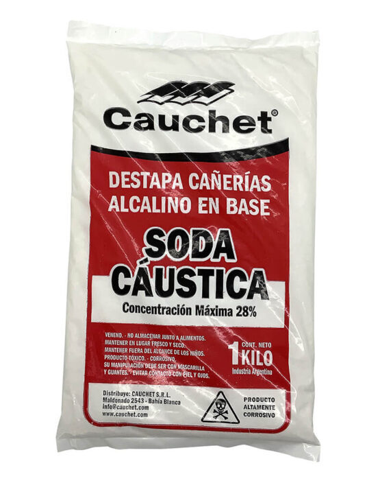 Destapacañeria Alcalino Perlado 28% (Soda Caustica Perlada 28%) en bolsa x1 kg (Cx20 Un.)