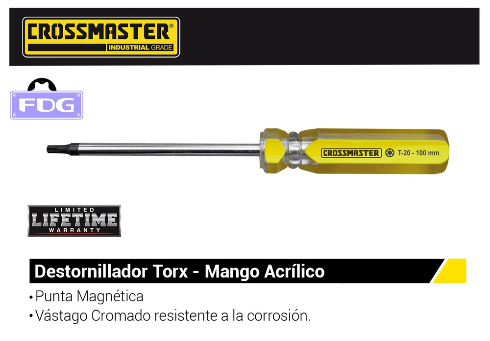 DESTORNILLADOR ACRIL TORX T-6 L-75mm CROSS