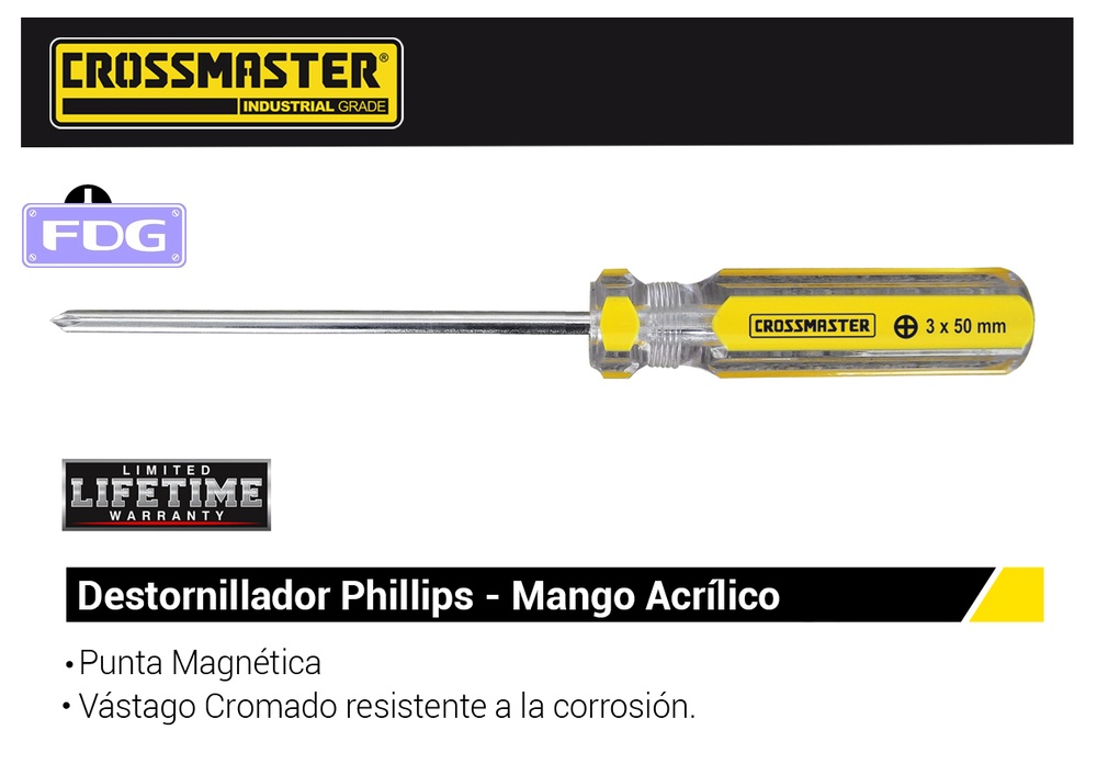 DESTORNILLADOR PHILLIPS Cr.Va 3x100mmCROSS