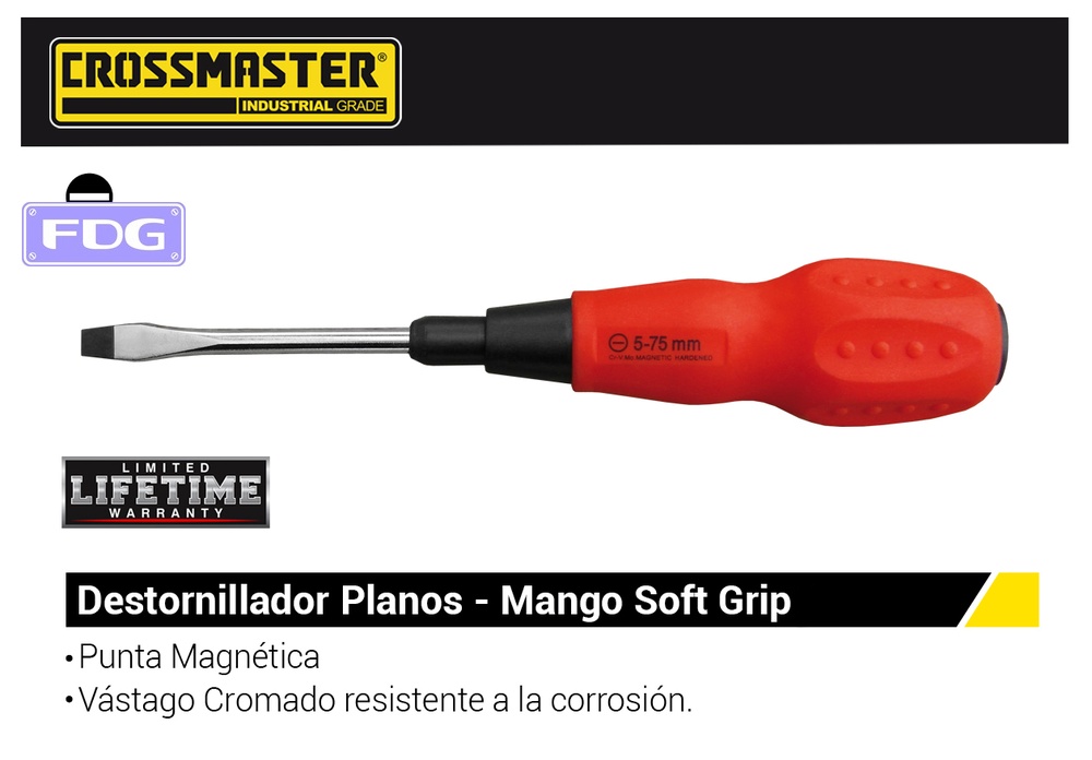 DESTORNILLADOR SOFT PLANO Cr.Va 4x75mmCROSS