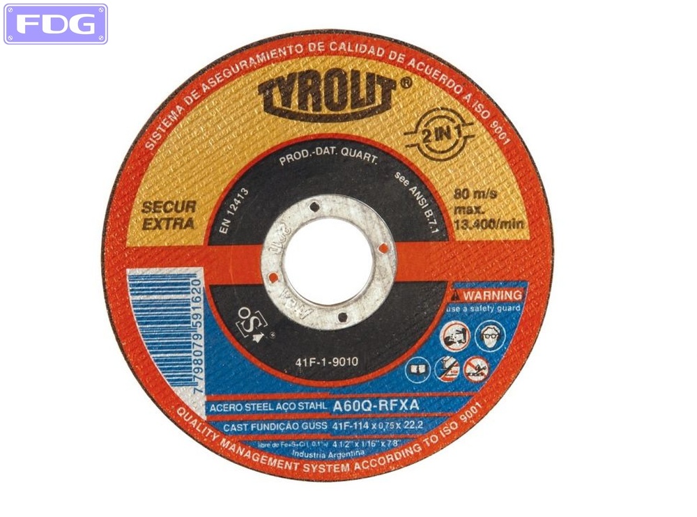 Disco de corte 114 x 1,0 mm.(C x 50) SECUR "Tyrolit"