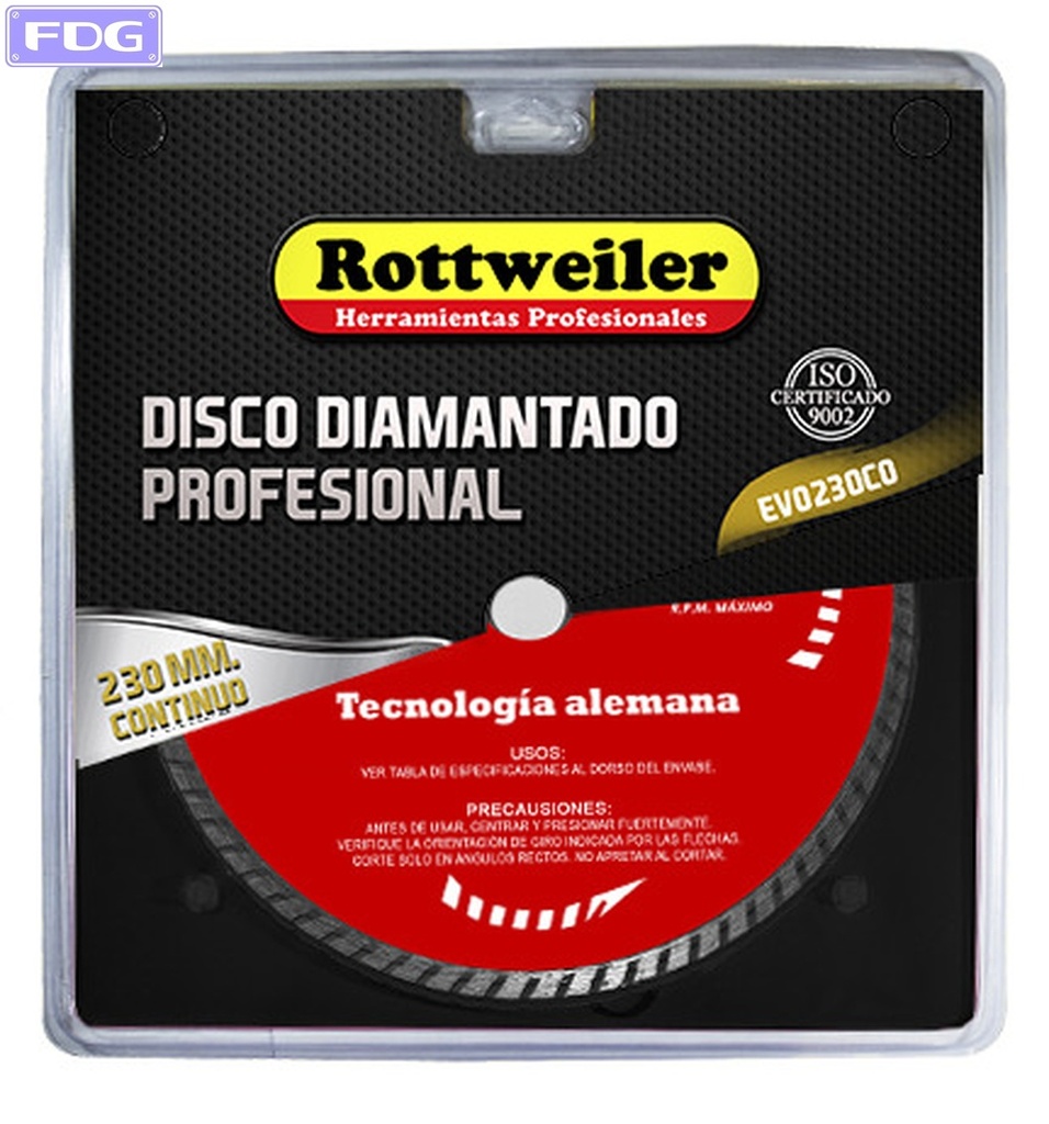 Disco diamantado continuo 230 mm.