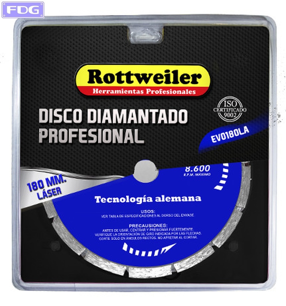 DISCO DIAMANTADO LASER 180 MM.