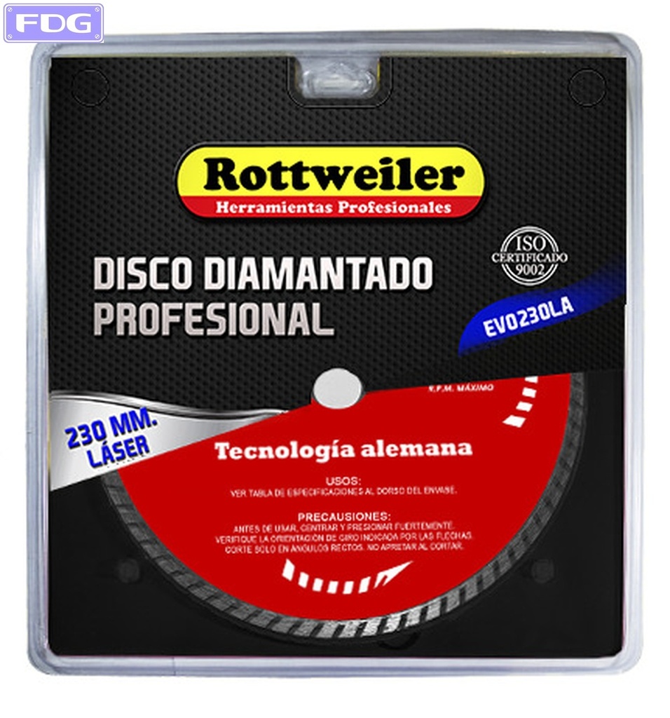 DISCO DIAMANTADO LASER 230 MM.