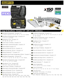 [9949910] BOCALLAVES JUEGO DE 150 Pzs 1/4-1/2-3/8" JGO