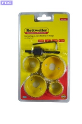 [EVOL3570] SIERRA COPA PARA MADERA EN JUEGO DE 5 PIEZAS (2-1/8" - 2" - 1-1/4" - 1-1/2") REFORZADA CON ADAPTADOR 