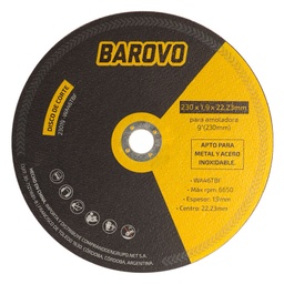 [Venc23019-WA46TBF] Disco de corte 230 x 1,9 mm. (P x 20 ) "Barovo" - Venc 06/26