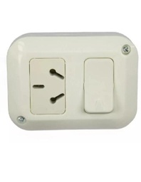 [LE-709] Modulo p/ Exterior 1 Interruptor 1 Tomacorriente BiNorma Blanco "TAAD"