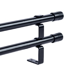 [BAND240] Barral de Metal Andino Doble Negro x 2,40 m S/Arg. - Con Soporte p/Pared, Terminal Plastico, Tornillos y Tarugos.