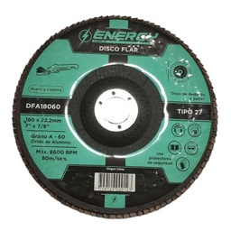 [DFA18060] Discos flap de desbaste y pulido para acero y madera 180x22,2mm grano 60 &quot;Energy&quot;