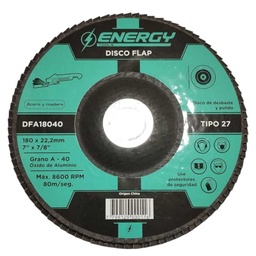 [DFA18080] Discos flap de desbaste y pulido para acero y madera 180x22,2mm grano 80 &quot;Energy&quot;