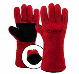 [CD218] Guante Soldador Descarne Rojo Reforzado Forrado "Canor"