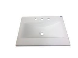 [MV911] Mesada Bacha Vanitory Marmol Sintetico 62 x 46 x 10 cm-3 Agujeros Blanco (Sin Mueble)