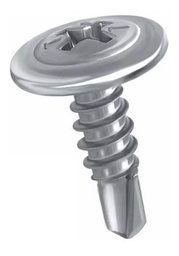 [TPM-42--130] Tornillo Cabeza Tanque, Punta Mecha, Zinc. Plata, 8 (4,2 mm) x 1/2" (13 mm) - ($ caja x1.000 u.)