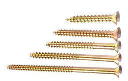 [TFC-60--600] Tornillo FIX 6,0 x 60 - Cabeza Fresada, Punta Aguja, Zinc. Amarillo, Paso Madera -($ caja x100 u.)