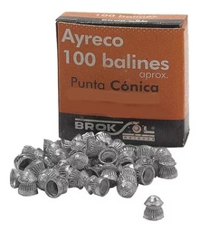 [02.BAL0055] Balines Punta Conica De Aire Comprimido Calibre 5,5 Marca  (x100 u.) "AYRECO"