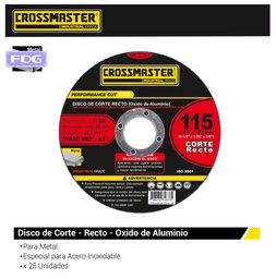 [9982206.2] Disco de corte 115 x 1,6 mm Centro Recto "Crossmaster"