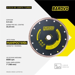 [DCTGM18024] Disco Diamantado turbo 180 mm &quot;Barovo&quot;