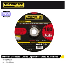 [9982380.3] Disco Desbaste 180 x 6 mm Centro Deprimido "Crossmaster"
